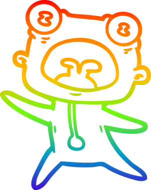 Gökkuşağı gradyan çizgi çizimi Bir insan tarafından çizilen garip uzaylı