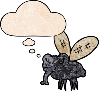 Bir insan tarafından çizilmiş grunge desenli düşünce baloncuğu ile çizgi film uçar