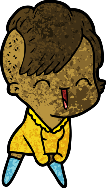 Bir insan tarafından çizilmiş mutlu hippi kız çizgi filmi.