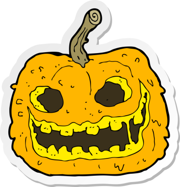 Bir insan tarafından çizilmiş ürkütücü bir balkabağının çıkartması.