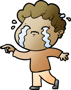 Bir insan tarafından çizilmiş ağlayan çizgi film adamı.