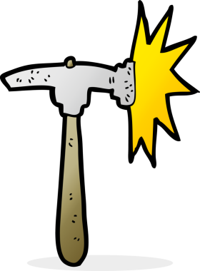 Bir insan tarafından çizilmiş karton çekiç.