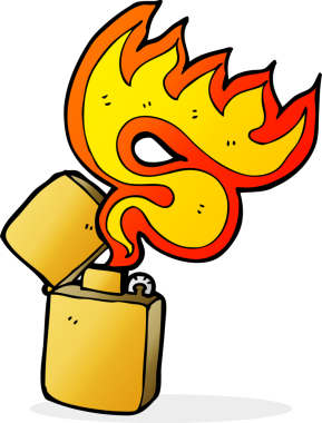 bir insan tarafından çizilmiş bir metal çakmak.