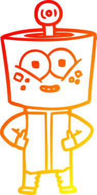 Bir insan tarafından çizilmiş mutlu bir çizgi robot çizimi