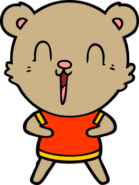 Bir insan tarafından çizilmiş mutlu çizgi film ayısı.