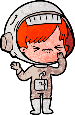 Bir insan tarafından çizilmiş kızgın uzay kızı.