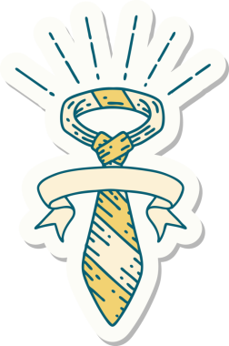 Bir insan tarafından çizilmiş dövme stili ofis kravatı.