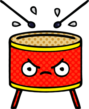 bir insan tarafından çizilmiş bir davul karikatürü.