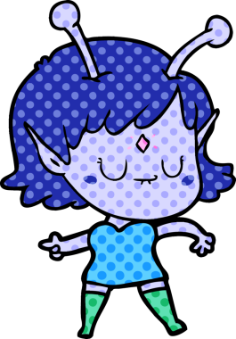 Bir insan tarafından çizilmiş uzaylı kız.