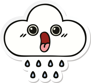 Bir insan tarafından çizilmiş şirin bir yağmur bulutunun çıkartması.