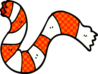 Bir insan tarafından çizilmiş çizgili karikatür eşarbı.