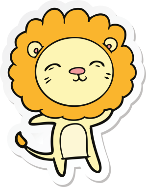 Bir insan tarafından çizilmiş karikatür aslanının çıkartması.