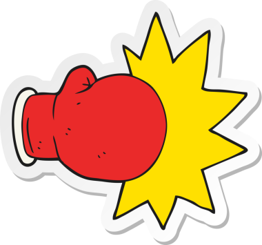 Bir insan tarafından çizilmiş bir boks eldiveninin çıkartması.