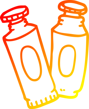 Bir insan tarafından çizilmiş karikatür boya tüplerinin sıcak eğimli çizimi