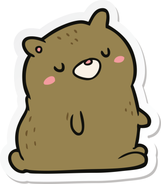 Bir insan tarafından çizilmiş çizgi film ayısının çıkartması.