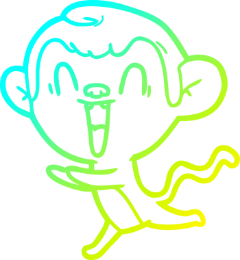 Bir insan tarafından çizilmiş gülen maymun çizgi çizimi.