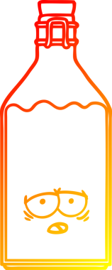 Bir insan tarafından çizilmiş eski bir süt şişesinin sıcak çizgi çizimi