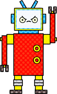 bir insan tarafından çizilmiş bir robotun çizgi roman tarzı