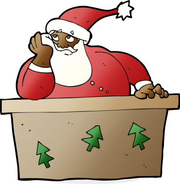 Bir insan tarafından çizilmiş Noel Baba 'dan sıkılan çizgi film.