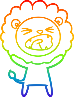 gökkuşağı gradyan çizgi çizimi bir insan tarafından çizilmiş bir aslan