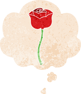 Düşünce baloncuğu ve grunge ile çizgi film bir insan tarafından çizilmiş sıkıntılı retro tarzı ile yükseldi