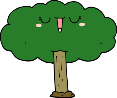 Bir insan tarafından çizilmiş çizgi film ağacı.