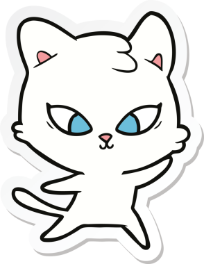 Bir insan tarafından çizilmiş şirin bir çizgi film kedisinin çıkartması.