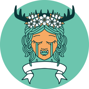 Ağlayan Ork Druid karakterinin bir insan tarafından çizilmiş simgesi