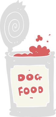 Bir insan tarafından çizilmiş köpek mamasının düz renk çizimi