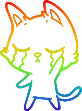 Bir insan tarafından çizilmiş ağlayan çizgi film kedisinin çizimi.