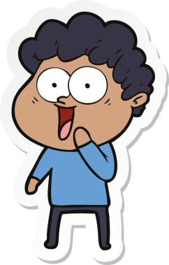 Bir insan tarafından çizilmiş mutlu bir adamın çıkartması.