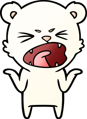 Bir insan tarafından çizilmiş kızgın kutup ayısı çizgi filmi.