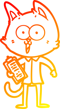 Bir insan tarafından çizilmiş gömlek ve kravat giyen komik bir çizgi film kedisinin sıcak çizgi çizimi