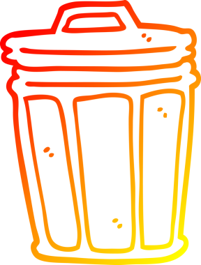 Bir insan tarafından çizilmiş bir çöp tenekesinin sıcak çizgi çizimi