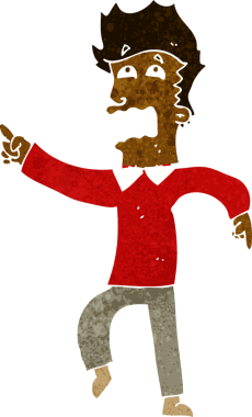 Çizgi filmdeki korkmuş adam bir insan tarafından çizilmiş.