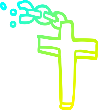 Bir insan tarafından çizilen gümüş haçın soğuk gradyan çizgisi