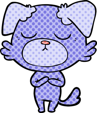 Bir insan tarafından çizilmiş şirin bir çizgi film köpeği.