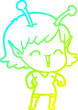 Soğuk gradyan çizgisi, bir insan tarafından çizilmiş gülen uzaylı bir kızın çizimi.