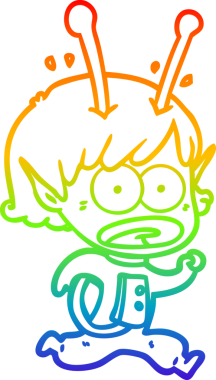 gökkuşağı gradyan çizimi bir çizgi film şok uzaylı kız bir insan tarafından çizildi