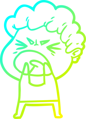 Bir insan tarafından çizilmiş öfkeli bir çizgi film karakteri.