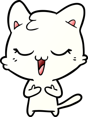 Bir insan tarafından çizilmiş mutlu çizgi film kedisi.