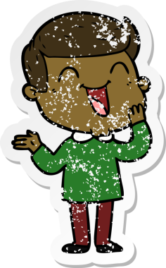 Bir insan tarafından çizilmiş mutlu bir adamın sıkıntılı çıkartması.