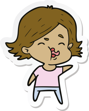 Bir insan tarafından çizilmiş bir karikatür kızının çıkartması.