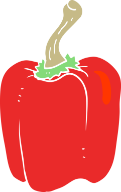 Bir insan tarafından çizilen kırmızı biberin düz renk çizimi