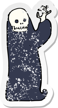 Bir insan tarafından çizilen cadılar bayramı hortlağının gerilmiş çıkartması.