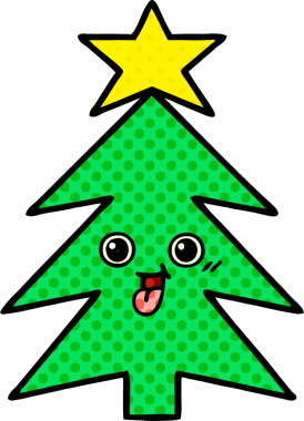 Bir insan tarafından çizilmiş bir Noel ağacının çizgi romanı.