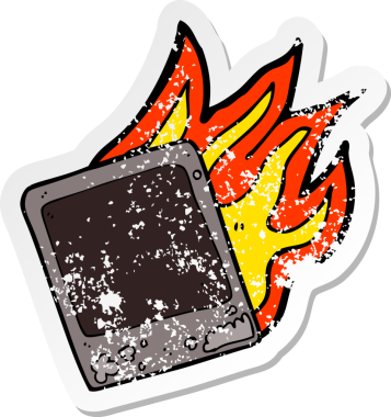 Bir insan tarafından çizilmiş, yanan eski bir anlık fotoğrafın gerilimli retro yapıştırması.