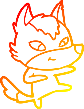 Bir insan tarafından çizilmiş, dost canlısı bir kurt çizgi filminin çizimi.