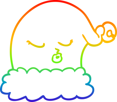 Gökkuşağı gradyan çizgisi bir insan tarafından çizilmiş Noel Baba şapkası.