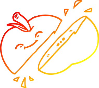 Bir insan tarafından çizilmiş elma karikatürünün sıcak gradyan çizimi